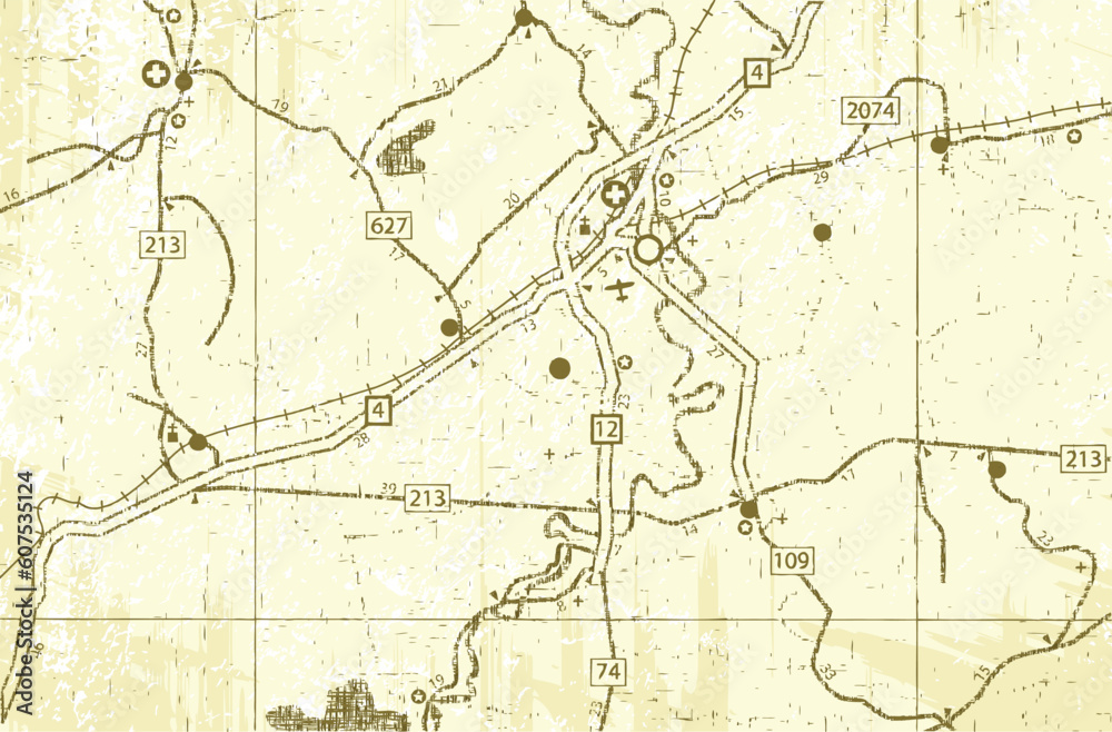 Editable vector illustration of an old generic roadmap Editable vector illustration of an old generic roadmap