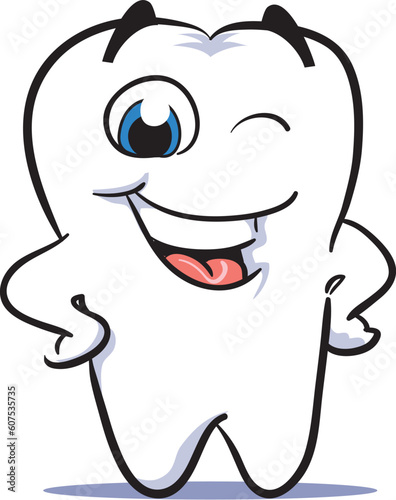 vector winking happy smiling tooth