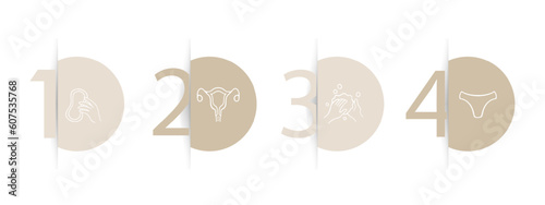 Essential feminine hygiene products for women's well-being and comfort. Pastel color background. Vector line icon for business