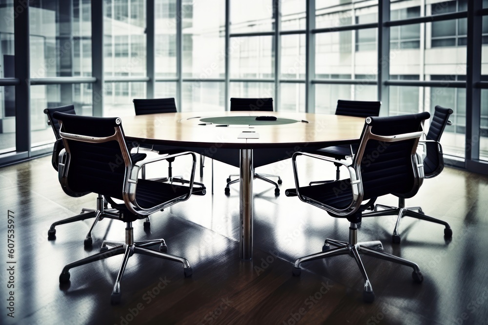 stock photo of office table in meeting room and stuff tools equipment photography Generative AI stock photo of office table in meeting room and stuff tools equipment photography Generative AI