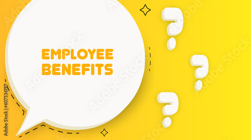 Employee benefits banner. Speech bubble with Employee benefits text. Business concept. 2d illustration. Pop art style. Vector line icon for Business and Advertising.