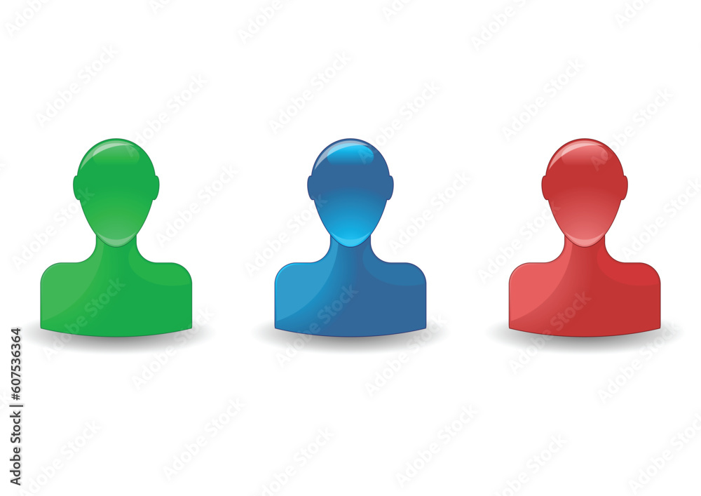Buddy icons in different colors isolated over white Buddy icons in different colors isolated over white