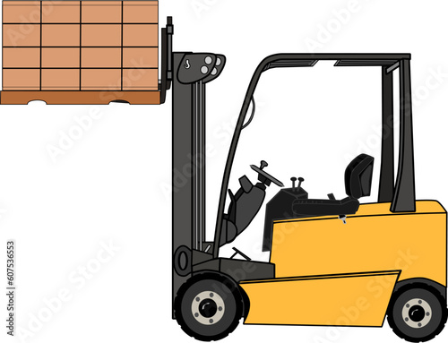 A Isolated yellow forklift illustration