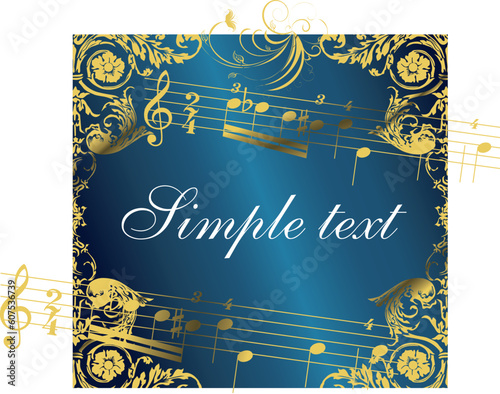 Musical camp against a vegetative ornament