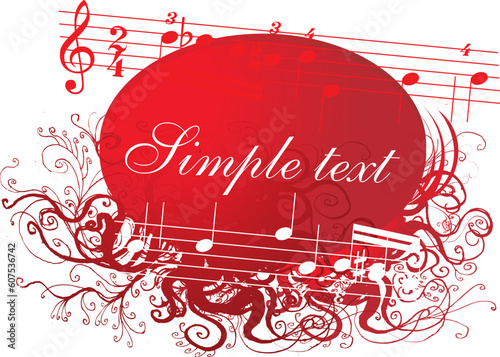Musical camp against a vegetative ornament
