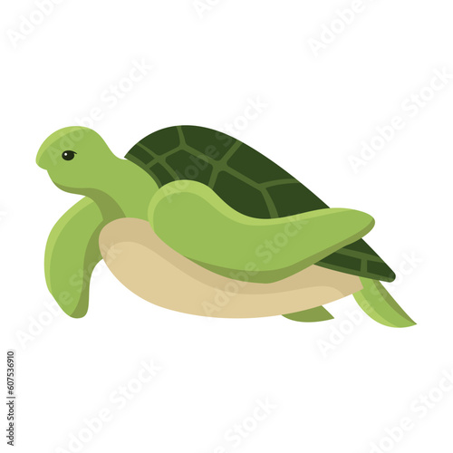 Set of big sea turtle cartoon cute animal design ocean tortoise swimming in water. Flat hand drawn sketch vector illustration isolated on white background