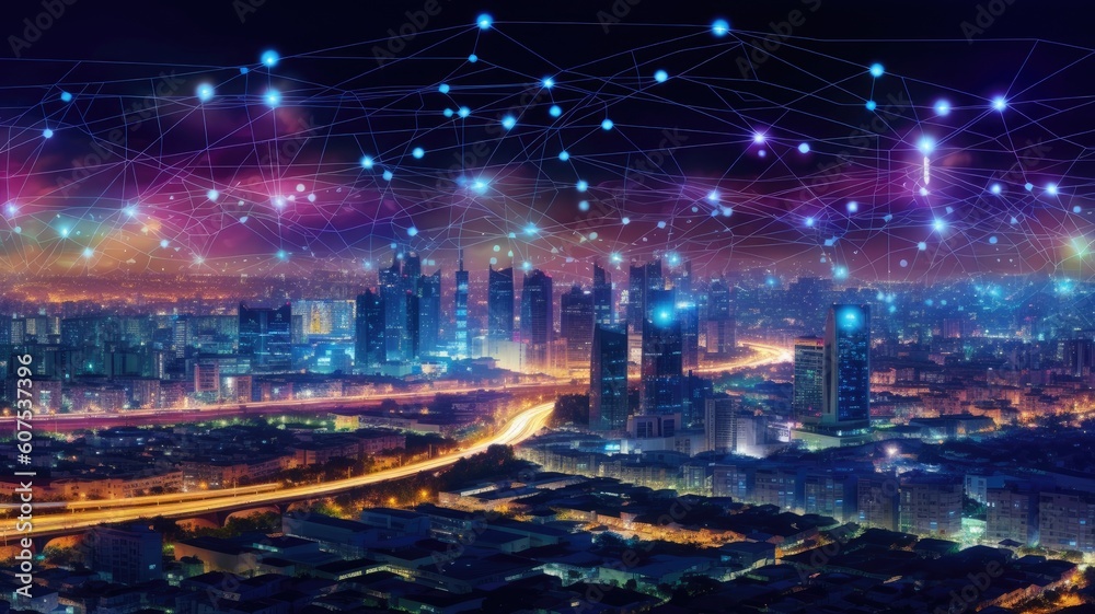 Smart city and communication network concept. Generative AI