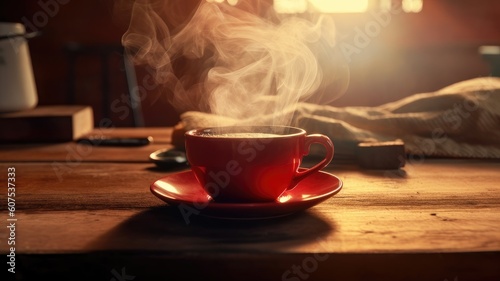 still light of coffee cup with smoke . Generative AI