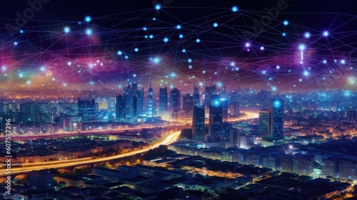 Smart city and communication network concept. Generative AI