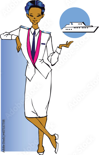 stewardess (asian or hispanic woman) clipart
