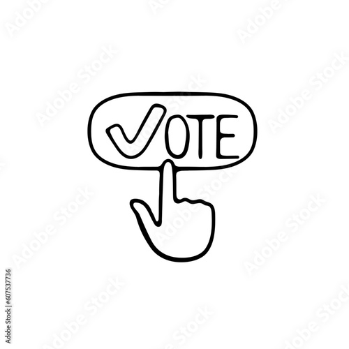 Set of vector icons representing voting. Election, democracy, ballot, vote, polling station, voting box. Vector black line icon on a white background