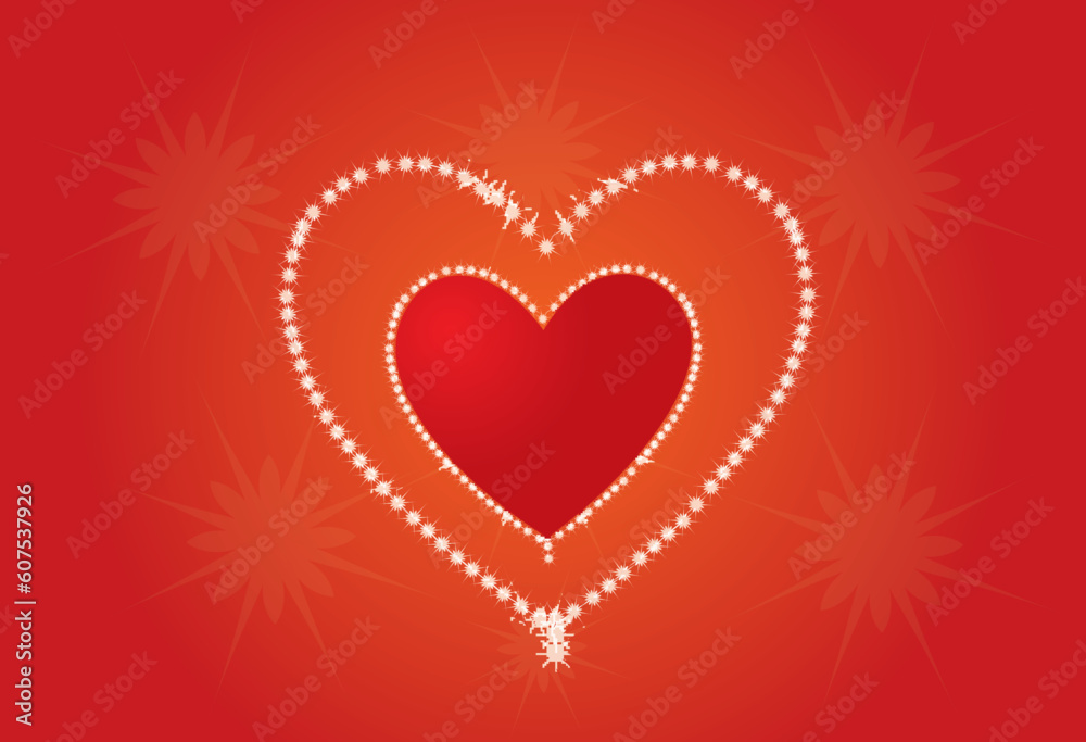 valentine hearts on red background