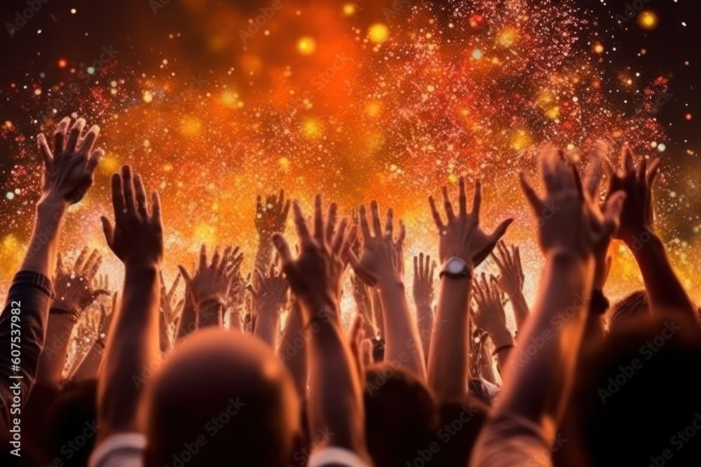 stock photo of people hands on concert photography Generative AI
