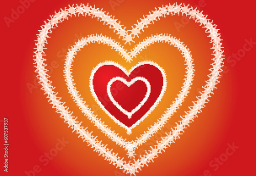 valentine hearts on red background