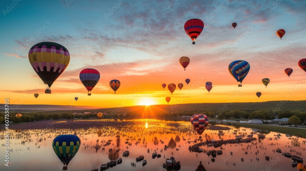 Naklejka premium festive event hot air balloon festival . Generative AI