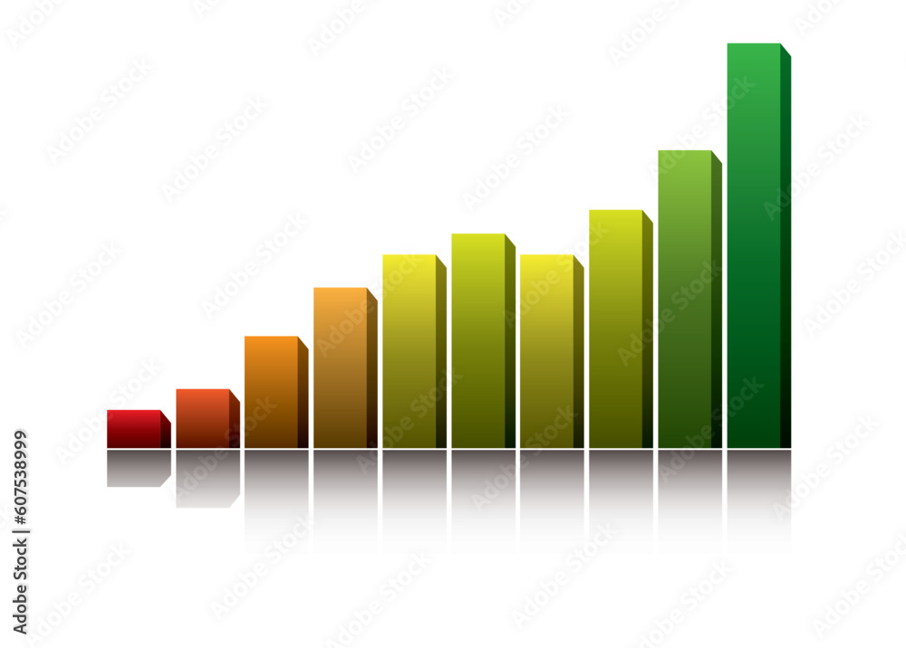 3d graph showing rise in profits or earnings / vector illustration 3d graph showing rise in profits or earnings / vector illustration