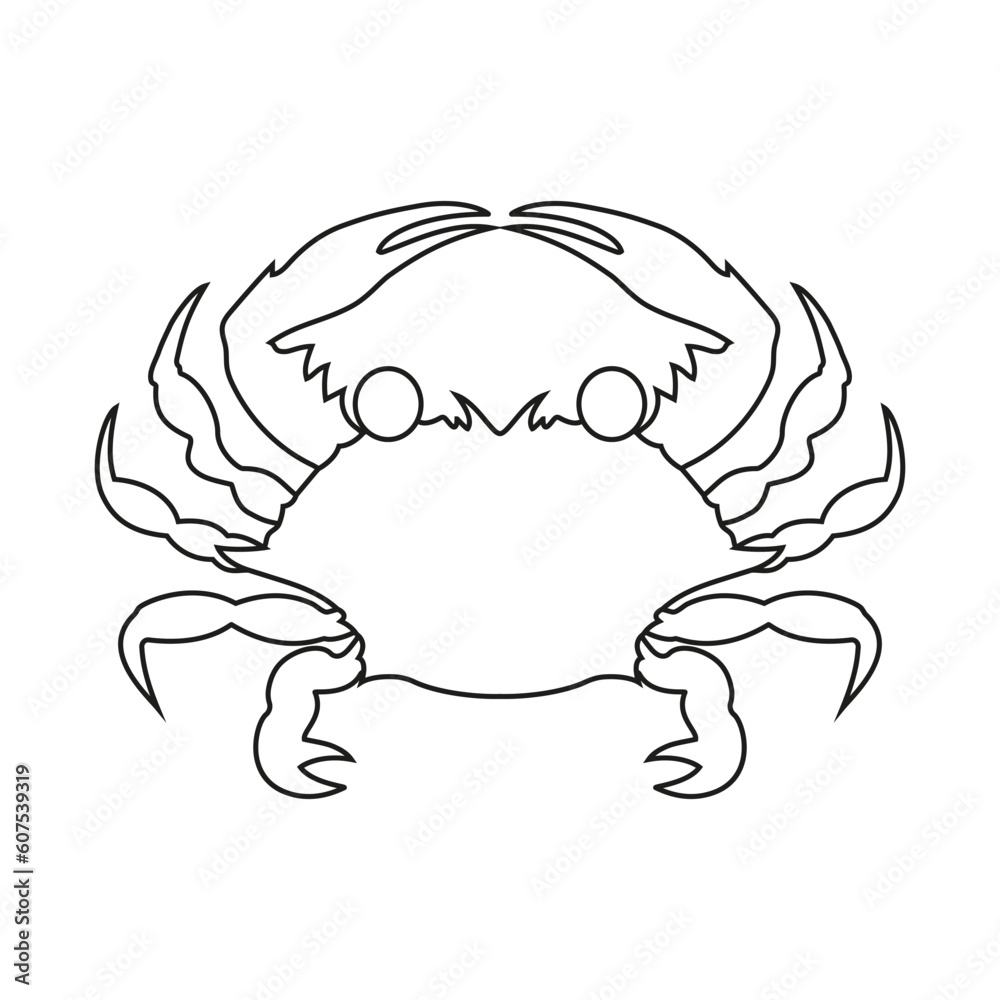 The icon of a sea crab of the crustacean family on a white background.