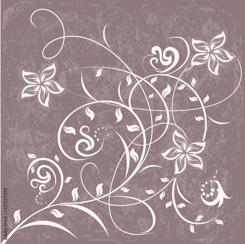 Decorative flowers on color background, vector illustration. Please see some similar pictures from my portfolio.