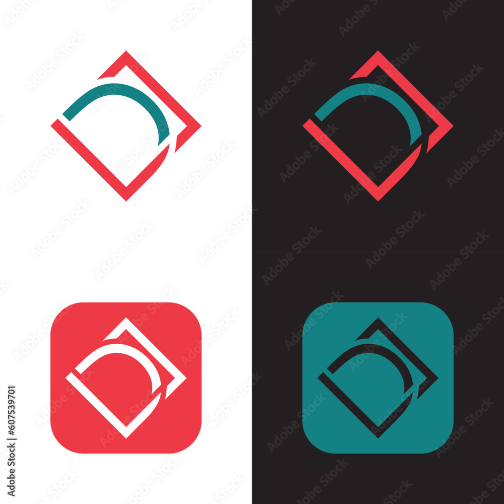 set of red and white icons initials combination - obrazy, fototapety, plakaty 