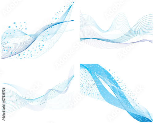 Set of four abstract vector water background