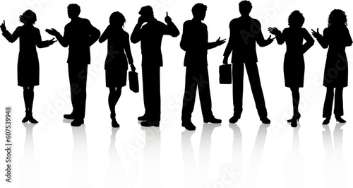 Silhouettes of business people in various poses