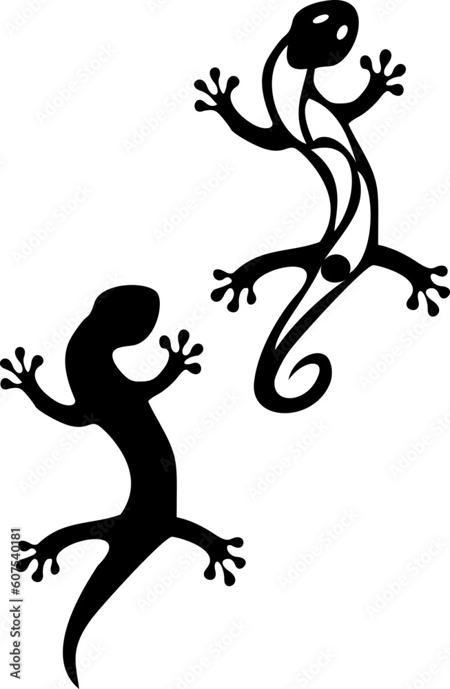 Pair of black tribal gecko tattoos Pair of black tribal gecko tattoos