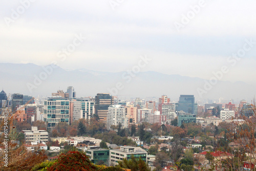 View of Providencia from San Cristobal hill, Santiago, Chile