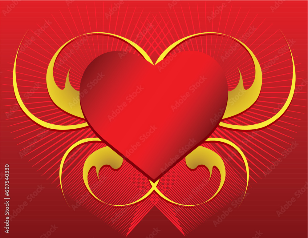 Heart with Swirls - In vector version all elements are independent and can be reused