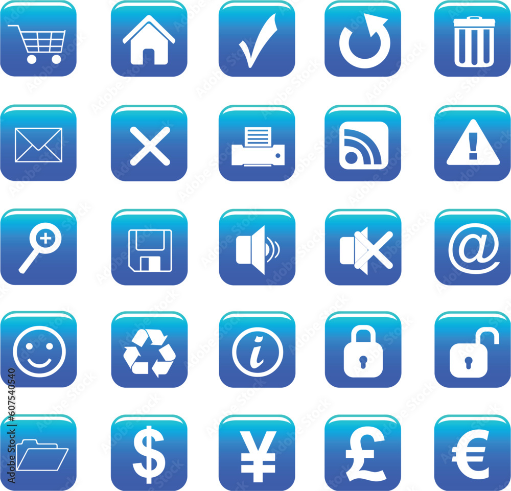 web icons set blue
