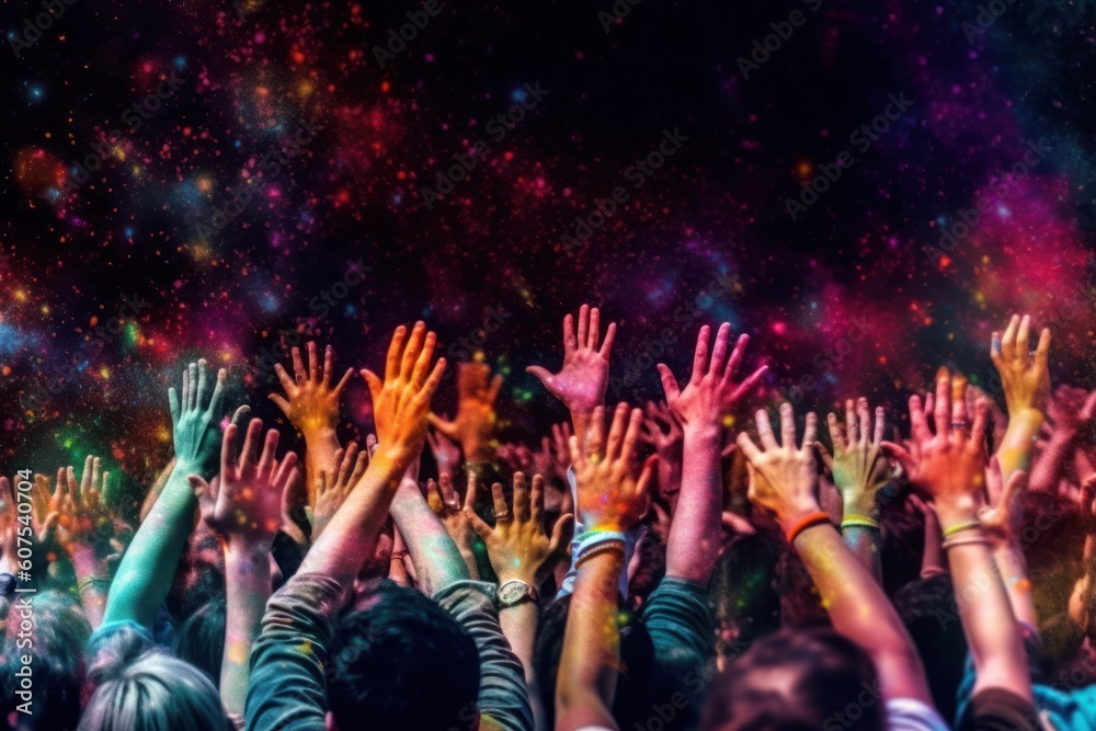 stock photo of people hands on concert photography Generative AI