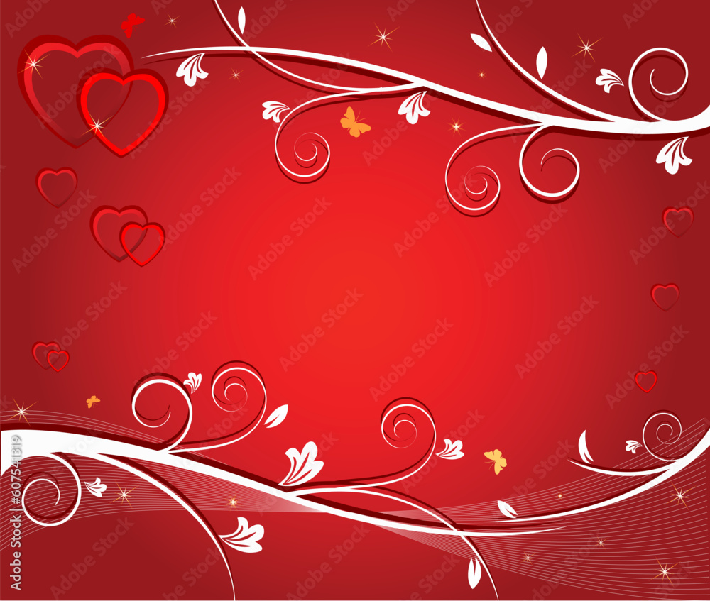 Vector illustration of red hearts