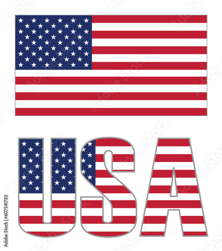 United States Flag Illustration over white background. Accurate color, scale and shape.