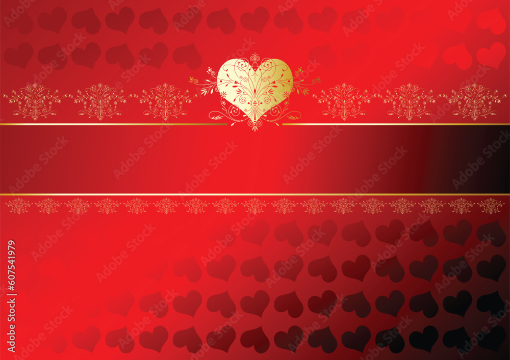 Gradient red Valentines ribbon with copy space