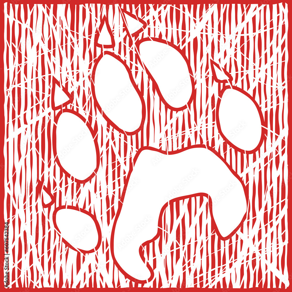 Naklejka premium Editable vector illustration of a wolf paw print
