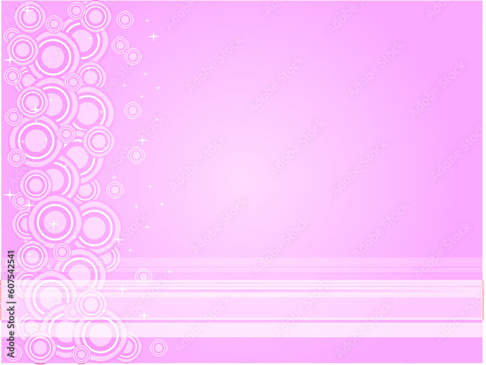 Illustration of pastel pink and white retro circles, stars, and lines
