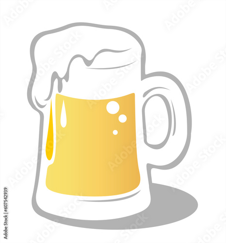 Ornate beer mug isolated on a white background. Digital illustration.