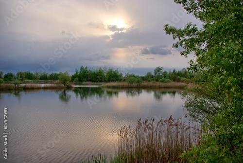 sunset over the lake