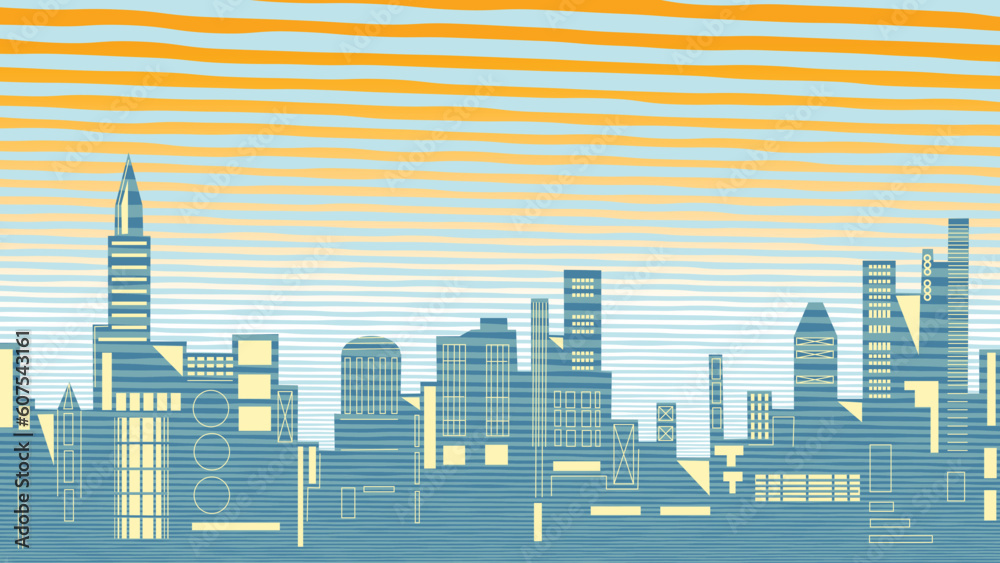 Editable vector illustration of a city skyline