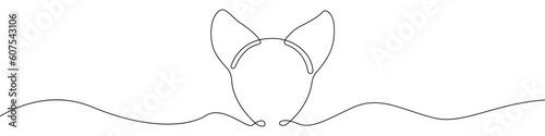 Cat ears hoop icon line continuous drawing vector. One line Cat ears hoop icon vector background. Cat ears hair band icon. Continuous outline of a cat ears icon.