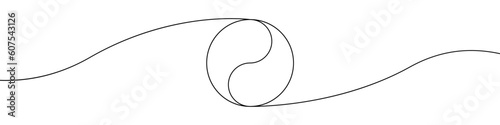 Yin Yang icon line continuous drawing vector. One line Yin Yang icon vector background. Yin Yang icon. Continuous outline of a World balance icon.