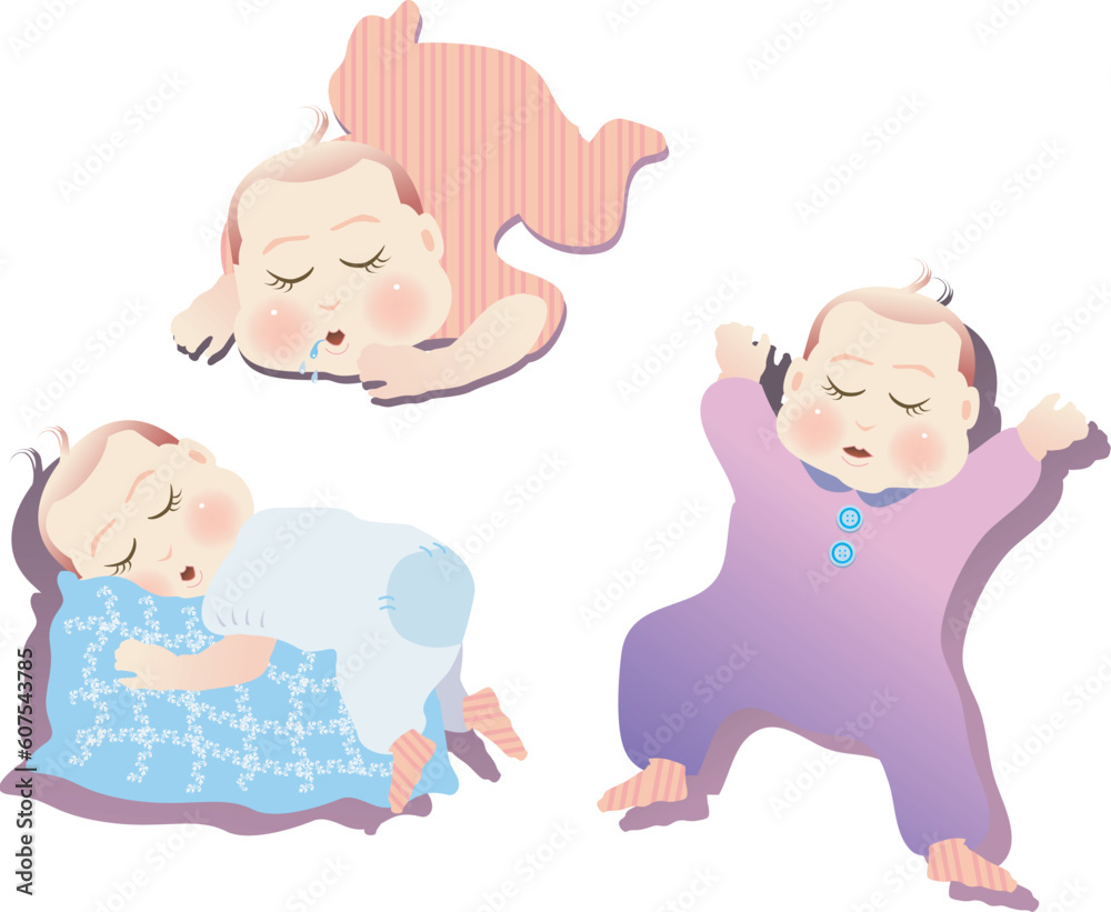 vector illustration for a set of sleeping baby vector illustration for a set of sleeping baby