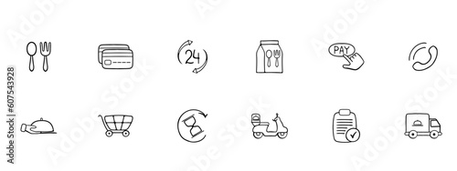 A collection of vector icons representing online payment, showcasing various payment methods and digital transactions. Vector black set icon on a white background