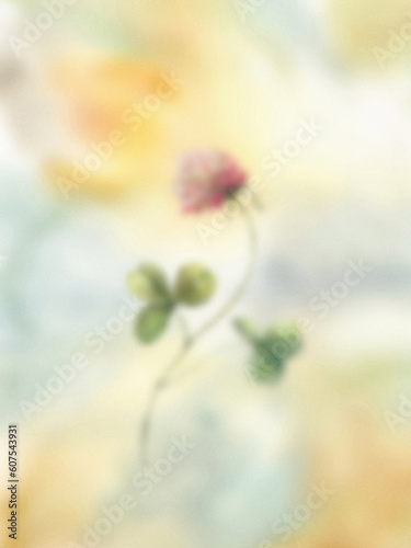 Watercolor gradient clover composition. Hand painted summer flower isolated on gradient background. Floral illustration for design, print, fabric or background.