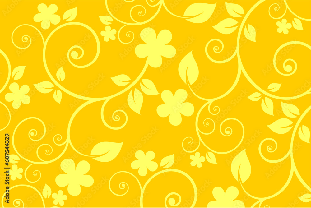 Stylized pattern with yellow flowers on a yellow background. Stylized pattern with yellow flowers on a yellow background.