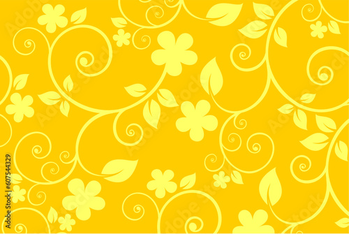 Stylized pattern with yellow flowers on a yellow background.