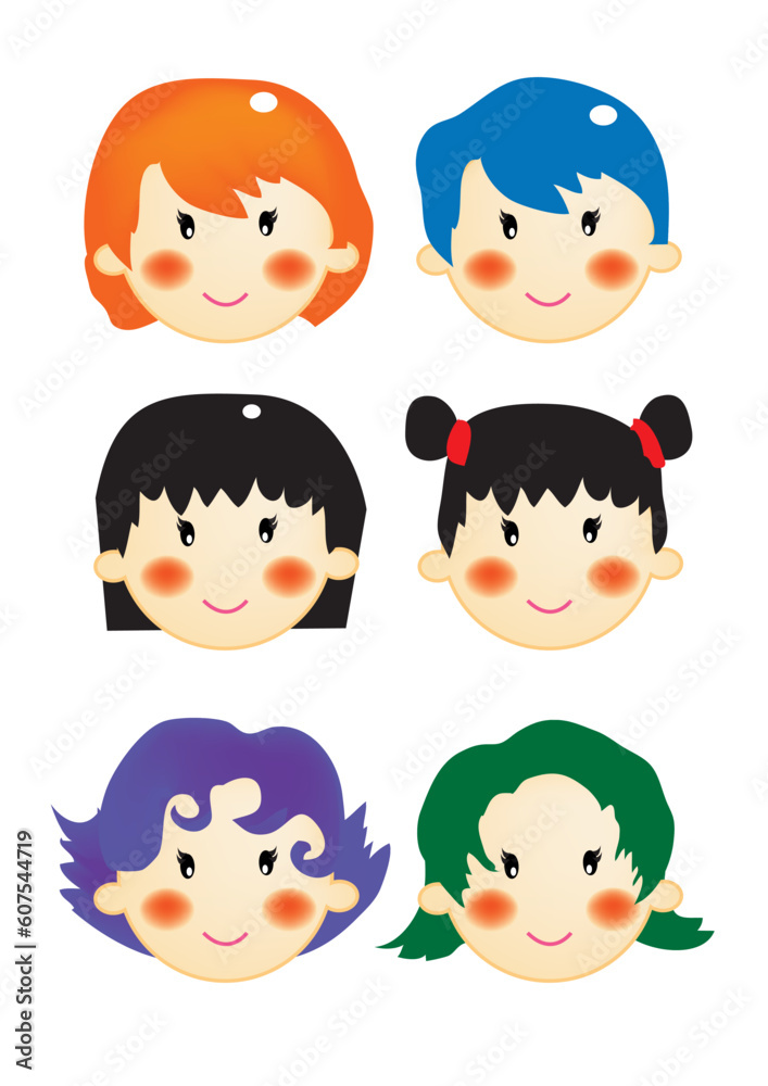 A series of girls hair style, vector, illustration A series of girls hair style, vector, illustration