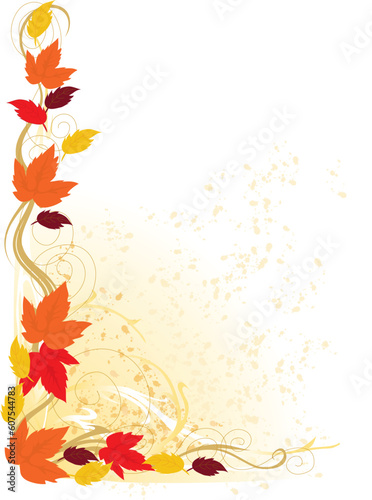 A fancy border featuring autumn leaves and scrolls