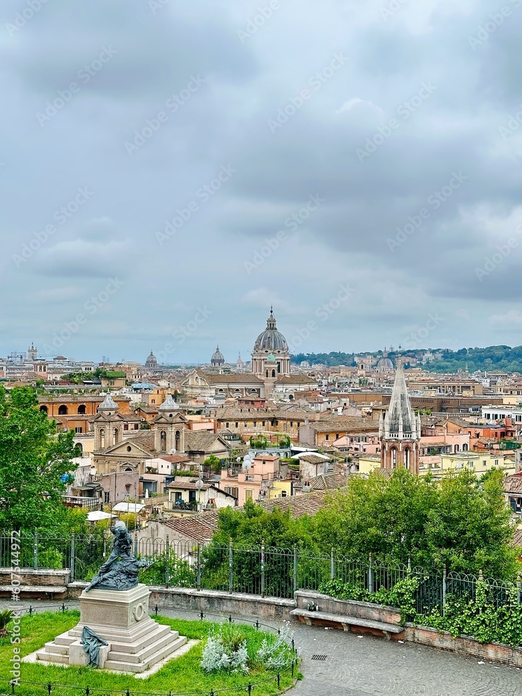 Overlooking the city center of Rome, Italy. Cityscape 
