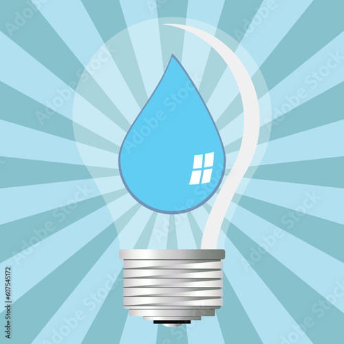 Light bulb with ecological message over starry blue background
