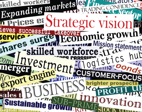 Editable vector illustration of business-related headlines with each headline as a separate object